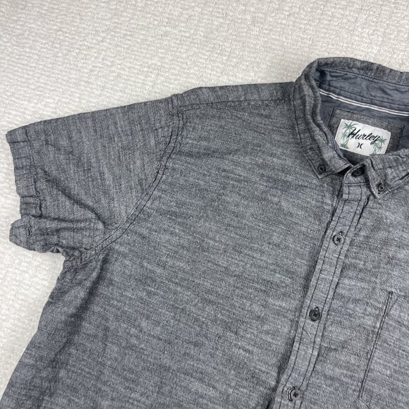 Hurley Shirt Mens Grey Summer Button Down Short Sleeve Collared Size XXL - Picture 4 of 16